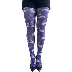 Santa Flamingo Christmas Tights: Novelty Patterned Pantyhose For Women